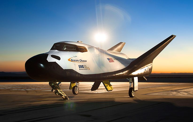 sncs dream chaser on runway at nasas dryden flight research center at dawn profile.0