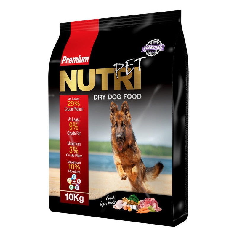 168865غذای خشک سگ نوتری مدل NUTRI PET Premium 29 PROBIOTICS وزن 10 کیلوگرم