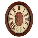 ساعت ديواری چوبی با موتور ثانيه شمار لوتوس کد W-9827-ALBANY سایز cm 65×51 سانتیمتر رنگ کرم قهوه ای