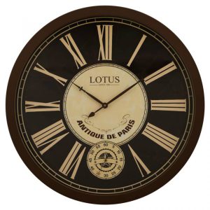 ساعت ديواری چوبی لوتوس با موتور ثانيه شمار کد W-7735-RENTON سایز 80cm سانتیمتر رنگ قهوه ای